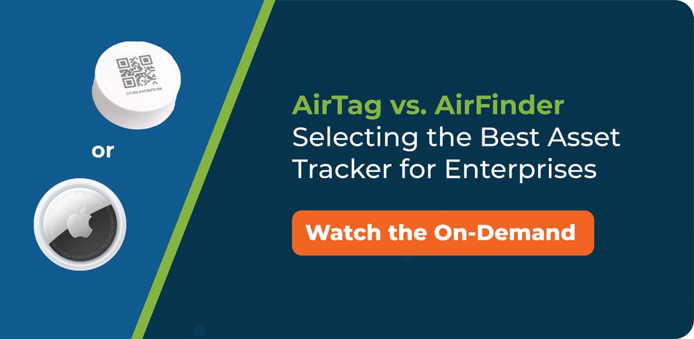 Watch this on-demand webinar on AirTag vs AirFinder for enterprise asset tracking and monitoring